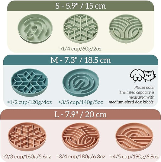 OHMO Slow Feeder Dog Bowls (Diamond, 8" Camo Green) Enrichment Toy Soft Silicone Food Safe Feeding Bowl Non Slip Suction Cup for All Breed Pet, Cat Slow Down Eating Dishes, Boredom and Anxiety Reducer