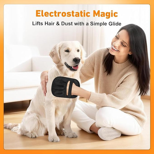 Pet Hair Removal Glove, Pet Hair Remover Gloves for Cats & Dogs Hair Remover, Magic Brush Pet Hair Removal Tool for Furniture, Couch, Car Seats, Clothing(2Pcs)