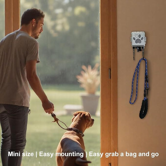 Dog Poop Bag Holder Wall Mount Pet Waste Bags Dispenser With Hooks And 2 Rolls, 2 Pcs Set, 2 Mini Waterproof Doggy Bag Containers For Yard, Backyard Cleanup (2 mini dispensers)