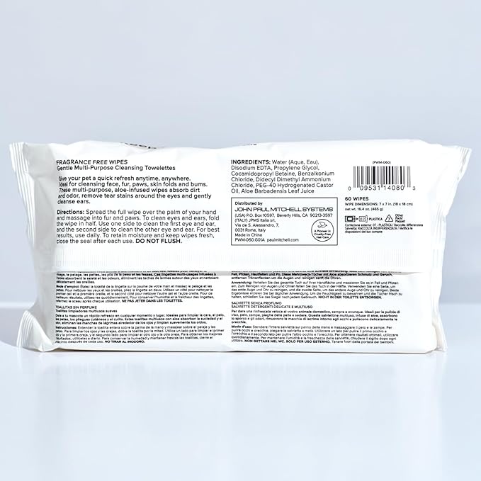 Fragrance Free Wipes, Gentle Multi-Purpose Cleansing Towelettes, 60 Count