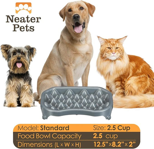 Neater Pet Brands Neater Slow Feeder Dog Bowls, Slows Down Fast Eaters to Help Digestion & Prevent Overeating, Non-Slip Food Bowl, BPA-Free, Holds 2.5 Cup of Food for Small to Medium Breed or Puppy