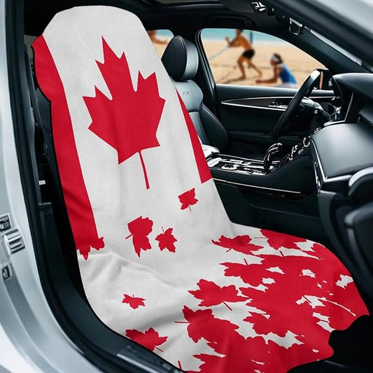SEANATIVE Canadian Flag Car Seat Covers Easy Install Car Seat Towel Covers Scratch-Resistant Seat Cushion Protectors for Dogs, Kids, Beach Absorbent Sports Towel