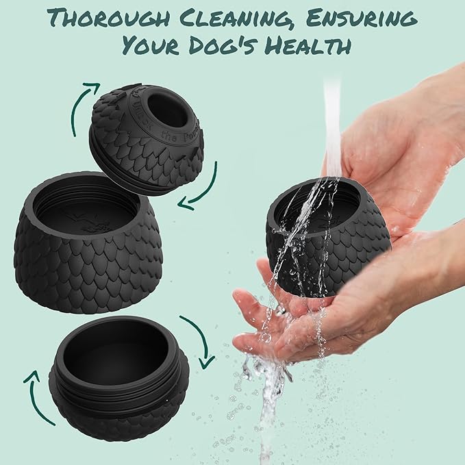 2-in-1 Enrichment Chew Toy for Dogs - Frozen Treat Toy & Dispensing Dog Puzzles Toy, Fillable Rubber Interactive Toy, Keeps Dogs Busy, Reduces Anxiety, Safe & Easy to Clean Black