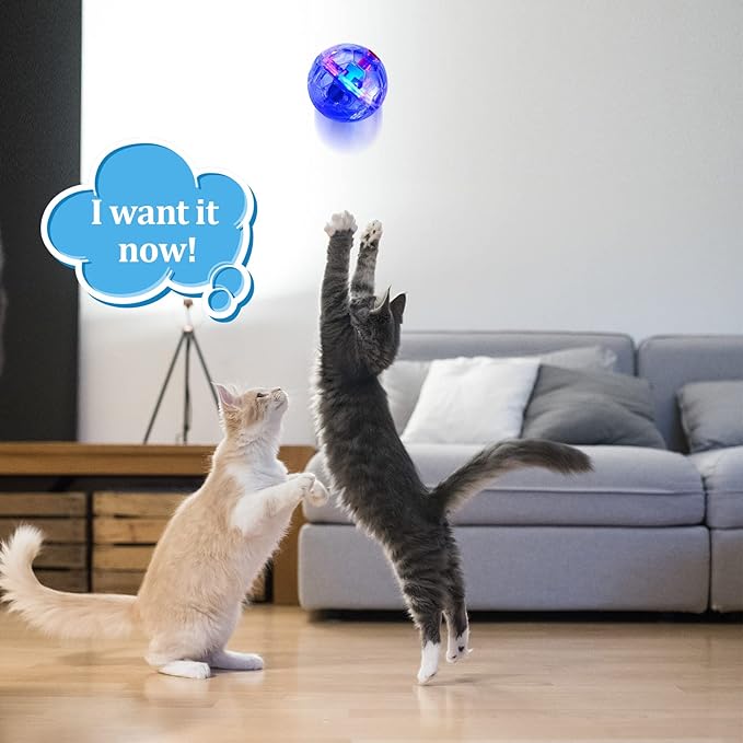 Jecery 9 Pcs Light Up Cat Balls Ghost Hunting LED Motion Activated Cat Toy Interactive Lighted Ball Pet Glowing Mini Running Exercise Toys for Kitten Dog Pet Animals Activity(Transparent)