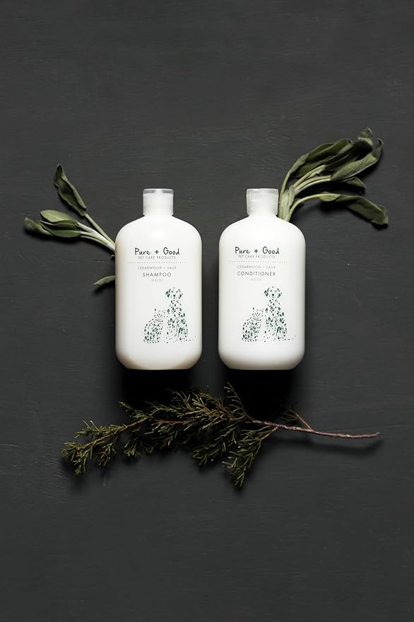 Shampoo and Conditioner Set, Formulated for All Pets, Gentle and Cleansing, Made in The USA, Cruelty Free, 16 fl oz (Cedarwood + Sage)