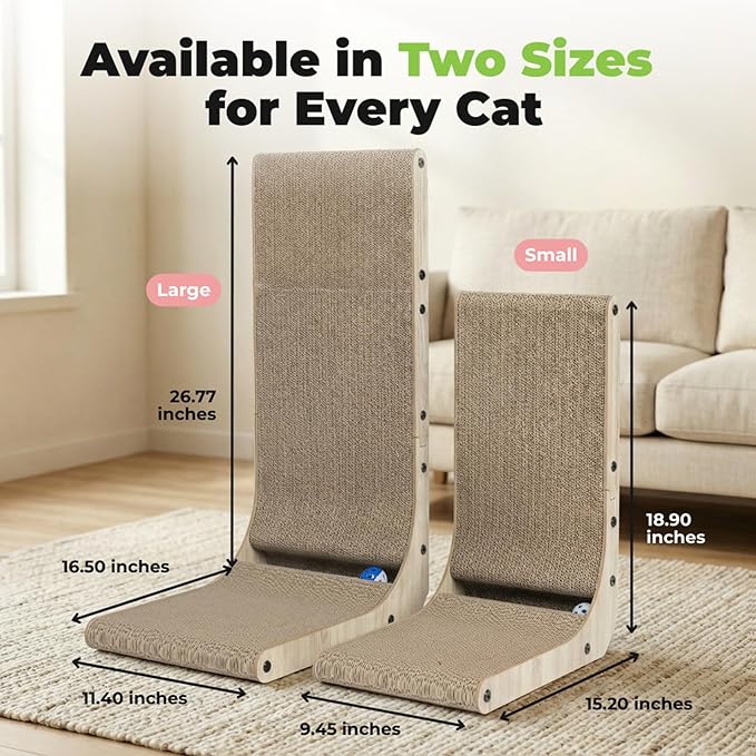 Best Pet Supplies Catify Cat Scratcher, Fun Interactive Scratchers, Posts, Poles, Claw Safe, Furniture Saver Indoor Play Support Natural Cat Behaviors Heavy Duty - L-Shape Scratcher, 15.2 x 9.45