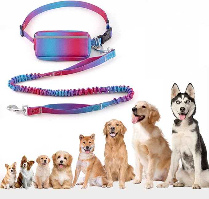 Hands Free Dog Leash for Medium Large Dogs,Hands Free Dog Leash with Zipper Pouch,Suitable for Running Jogging Walkin