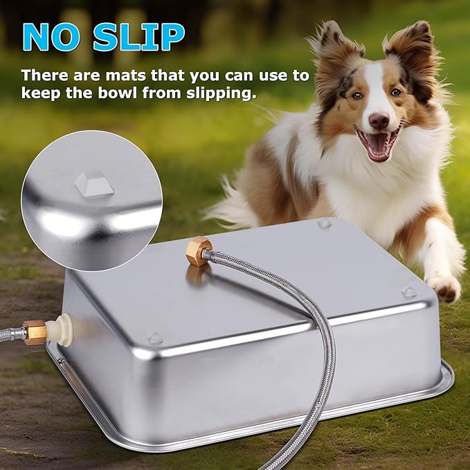 3 Gallon Automatic Dog Water Dispenser for Large Dogs Stainless Steel Bowl, Large Self Filling Auto Water Bowl Outdoor for Cats Livestock Chicken