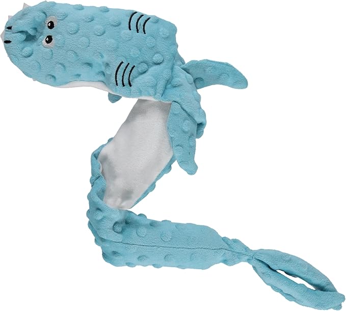 Cudlie Stuffless Plush Dog Toy with Multiple Large Squeakers – No-Stuffing Squeaky Dog Toy for Small & Medium Dogs – Alligator, Shark, Duck & Hippo Animal Designs