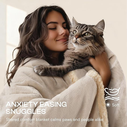 Waterproof Pet Blanket, Liquid Pee Proof Dog Blanket for Sofa Bed Couch, Reversible Sherpa Fleece Furniture Protector Cover for Small Medium Large Dogs Cats, Grey Beige Small(40" x 28")