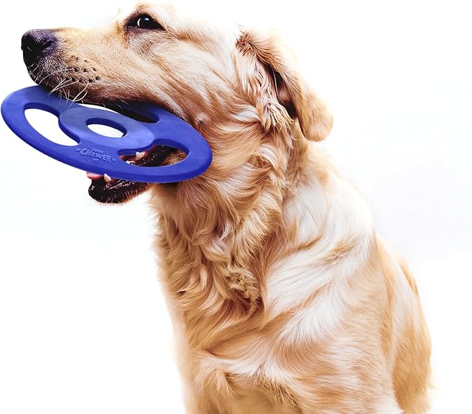 SuperChewer Tough Tug-of-War Flying Disc Toy | Lifetime Replacement | Strong Natural Rubber | Great Tug Disc Fetch Toy for Dogs | Ultra Durable Chew Toys for Aggressive Chewers | For All Breeds