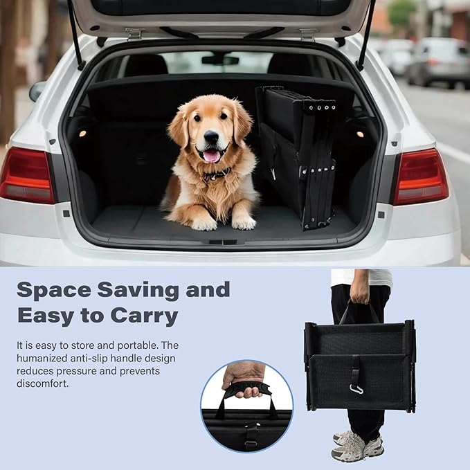 Foldable Dog Stairs for Car SUV Truck, Portable Dog Steps for Large Injured, Pet Ramp with Non-Slip Surface,Suitable for Sofas, Bed, Supports Up to 130 lbs, 5 Steps