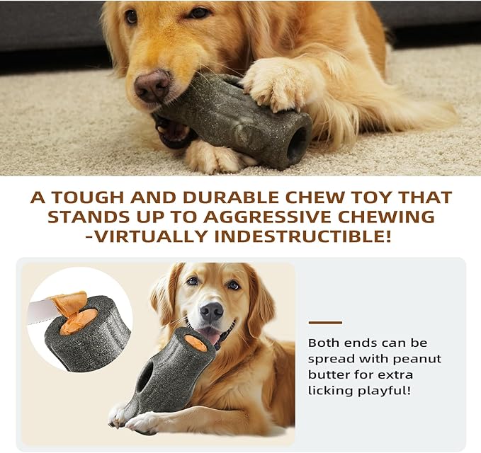 Big Dog Toys for Large Dogs and Aggressive Chewers,Toys for Refillable Frozen Dog Treat Molds,Coffee Wood Dog Chew Toys,Dog Licking Toy to Keep Them Busy,Dog Treat Jar,Dog Gifts