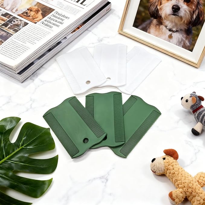 6-Piece Double-Sided Dog Cat Grooming Comb Set for Short Hair, Flea Removal and Daily Coat Care