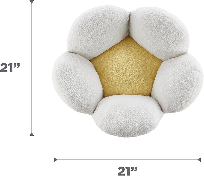 Catstages Purrfect Petals Flower Cat Bed with Plush Support and Raised Sides, White, 21 in - Secure, Soft, Comfortable Bed for Cats and Kittens