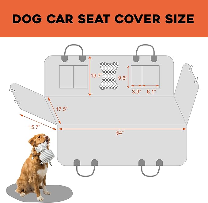 HYPERAX Dog Car Seat Cover for Back Seat, Pet Travel Hammock for Universal Size Fits for Car/Truck/Pick UP/SUV,Waterproof Backseat Protection for Dog/Cat Travel, Durable with Mesh Window