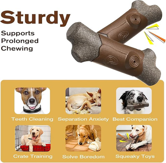 Large Size Indestructible Squeaky Dog Chew Toy for Medium/Large Aggressive Chewers Breed Dogs Durable Squeak Bone Teething Crate Toys Indoor/Outdoor