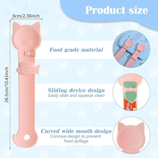 2pack Churu Spoon Dispenser, Cat Treat Feeder Squeeze,Multifunctional Durable Cats Treat Feeder Spoons, Cute & Comfortable Grip for Cat Wet Food, Pink