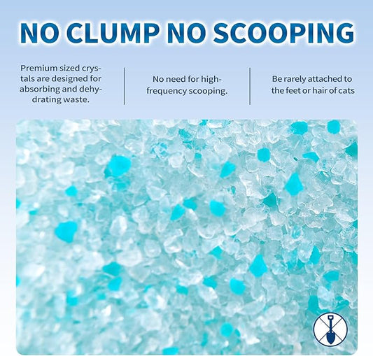 Made4Pets Cat Litter Crystals, Non Clumping Cat Litter Odor Control Kitty Litter Non Clumping No scooping Low Dust, Low Tracking, Lightweight, Dehydrates Waste,Cologne– 8.6 lbs (2 x 4.3 lb Packs)