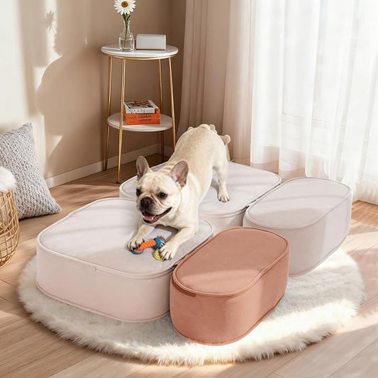 Dog Stairs for Small Dogs 17.7" H,2 in 1 Dog Steps for High Bed Couch 3-Step Pet Stairs for Dogs to Get On Bed,High Density Foam Non-Slip Pet Ramp for Puppy Older Cat
