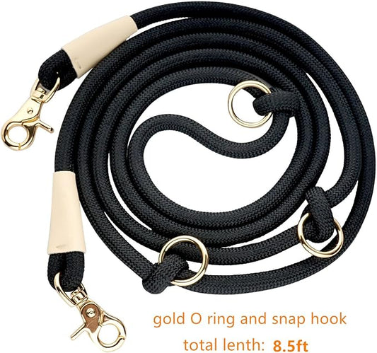 8.5ft Multifunctional Hands Free Nylon Rope Waist Dog Leash, Adjustable Shoulder Crossbody Walking Lead