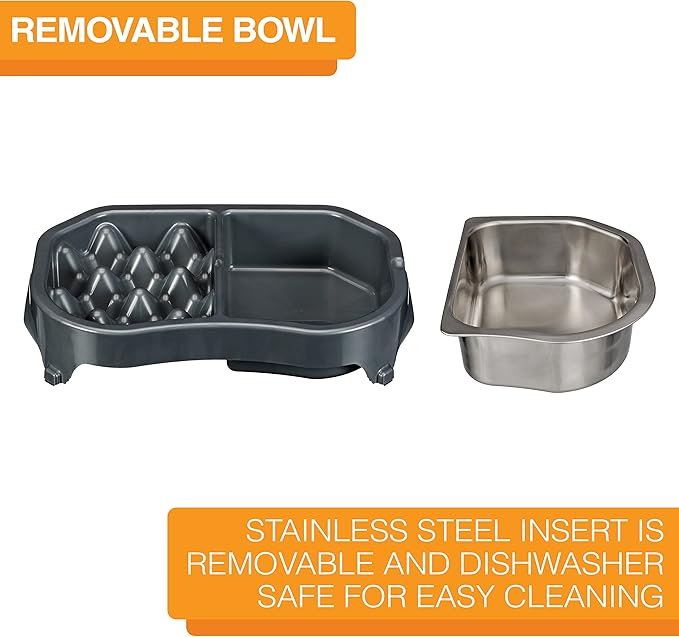 Neater Pet Brands Neater Slow Feeder Dog Bowls, Slows Down Fast Eating to Prevent Vomiting, Overeating, & Bloat, Dog Slow Feeder Bowl with Wide, Non-Slip Base, Holds 2.5 Cups Food and 8.5 Cups Water
