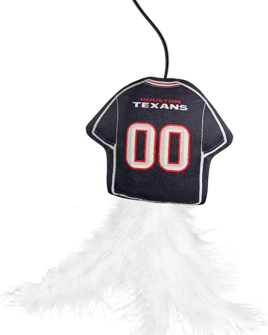 NFL Houston Texans Team Jersey Wand with CAT NIP, Cat Toy Jersey Shaped Plush Teaser Toy for Cats & Kittens - Interactive Pet Toy for Play & Exercise