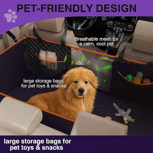 Dog Car Seat Cover with Mesh Window | Waterproof 600D Heavy Duty Nonslip Scratch Proof Hammock | Universal Fit for SUV, Truck, Car