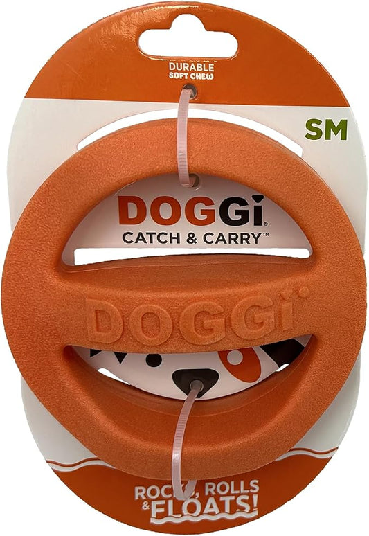 Van Ness Pets Doggi Catch and Carry Flying Disc Floating Dog Toy, Small, Orange