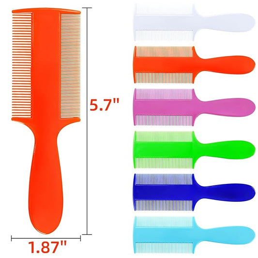 120 Pack Double Sided Fine Tooth Comb, 6 Color Plastic Pet Flea Tick Combs with Handle, Cat Dog Lice Treatment Comb, Hair Dandruff Removal Grooming Tool for Small Pet, Baby, Adult