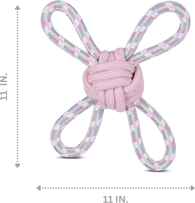 Bow Wow Woven Rope Dog Toys – Durable Chew & Tug Toys for Medium & Large Dogs – Gentle on Teeth – Assorted Shapes & Weaves – Dental Flossing Action – Heavy Duty Interactive Play