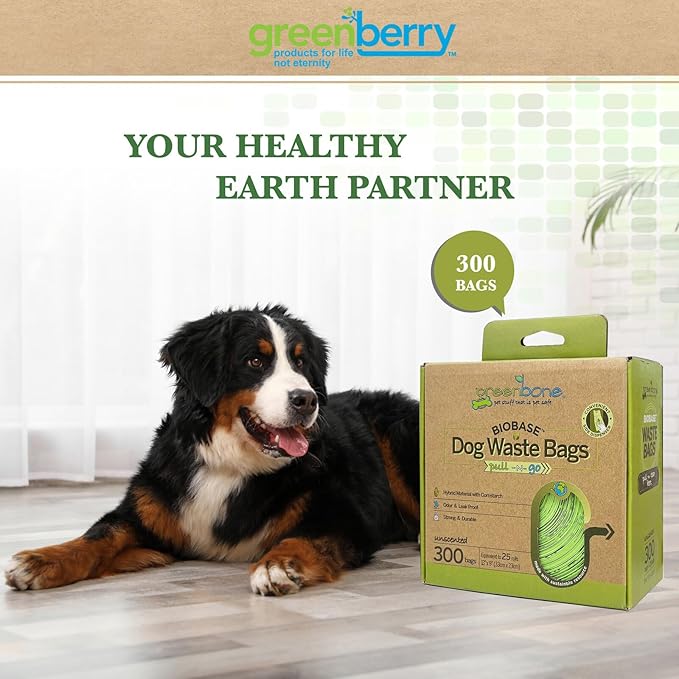 Greenbone BioBase Pull and Go Poop Bags 300 Bag Roll Unscented For Home or Yard Box Dispenser