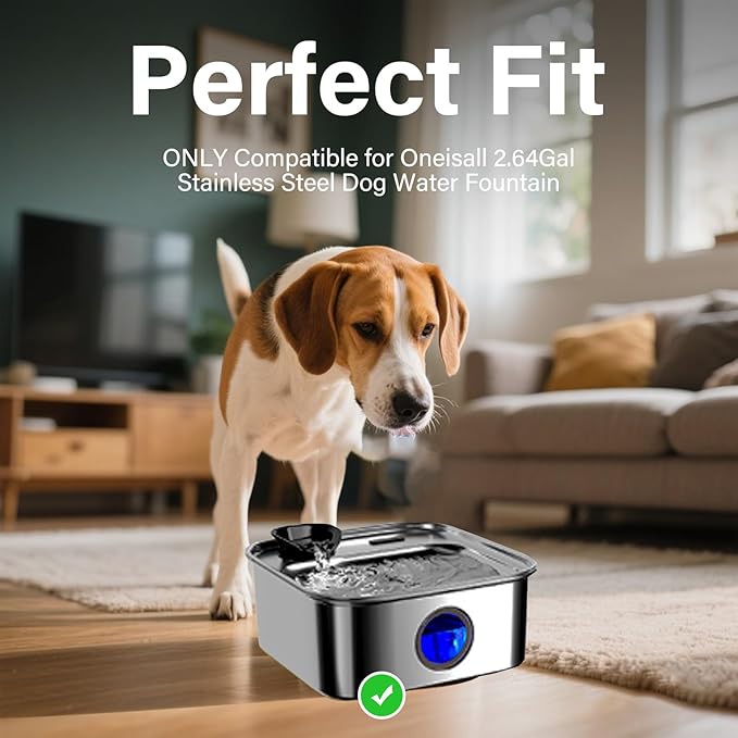 16+16 Pack Replacement Filters Compatible with Oneisall 10L/2.64Gal Stainless Steel Dog Water Fountain, Includes 16 Filters & 16 Sponges