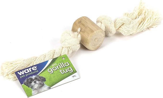 Ware Gorilla Tug, Large, Rope and Wood Toy for Dogs, Large 13.75" (089821)