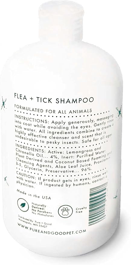 Shampoo and Conditioner Set, Formulated for All Pets, Gentle and Cleansing, Made in The USA, Cruelty Free, 16 fl oz (Flea + Tick)