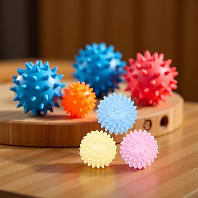 3Pcs Colorful Dog Chew Toys for Aggressive Chewers, Dogs Toy Spiky TPR Ball No Squeak Chew Toy Long Lasting for Aggressive Heavy Chewers Dogs Puppy Teething Training Spiky Rubber Ball Toy