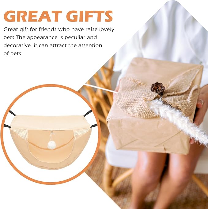 BESTYASH Small Beige Cat Cage Hammock Summer Breathable Mesh Kitten Nest Pet Hanging Bed for Indoor Cats and Small Pets Machine Washable
