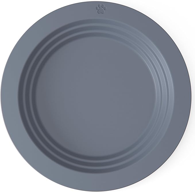 EcoLeo Whisker Friendly Cat Food Dish, Platinum Silicone, CKD, LFGB Certified Non-Toxic, Anti Whisker Fatigue, Low Profile, Shallow, Non Slip, Cat Dog Kitten Feeding Dish_Grey