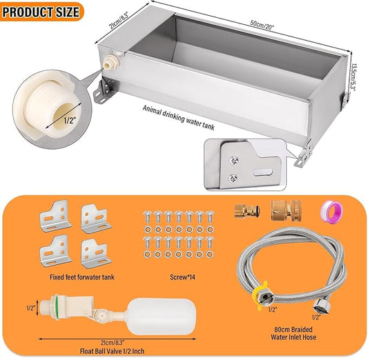 Automatic Livestock Water Trough, Animal Drinking Water Bowl Dispenser with Float Valve Kit, Self Filling Water Trough for Dogs Large Capacity Dog Waterer for Horse,Goat,Pig,Dog, Sheep