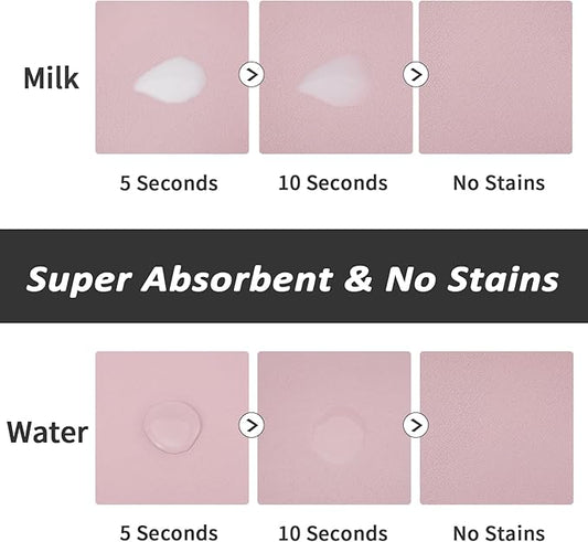 Dog Food Mat - Absorbent Cat Mat for Food and Water, No Stains Pet Feeding Bowl Mat, Easy to Clean Pet Placemats, Quick Dry Dog Water Dispenser Mat for Messy Drinkers | Paw Pink 18"x34"