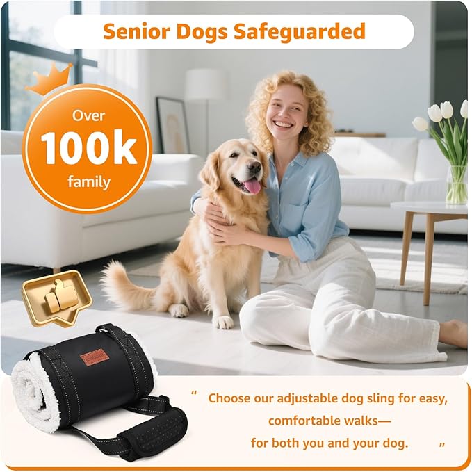 LOOBANI Dog Sling for Medium Dogs Hind Leg Support, Portable Dog Lift Harness for Back Legs, Comfortable Leg Support Assistance for Elderly Dogs with Hip, ACL Brace, Senior, Injured