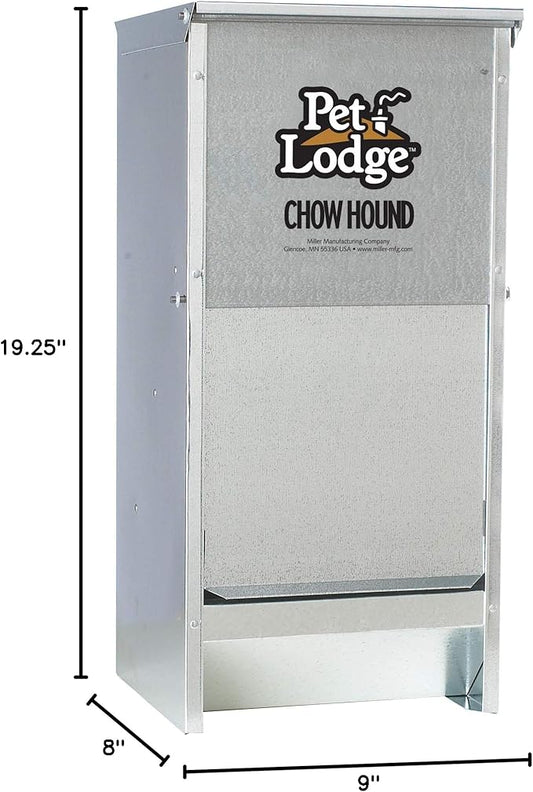 Pet Lodge® Automatic Dog Feeder | Chow Hound Outdoor Pet Feeder | Tough Galvanized Steel | Made in USA | 12 Pound