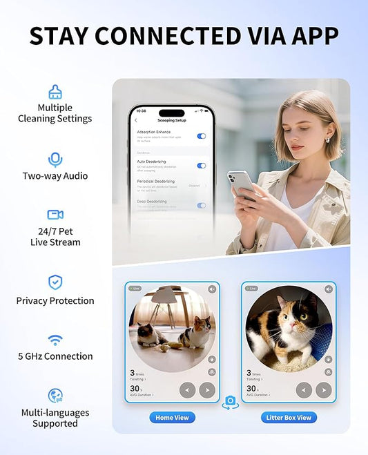 PETKIT Purobot Ultra Auto Waste Packing & Multi-Cat Toilet Behavior Ai Camera Tracking Automatic Self-Cleaning Cat Litter Box, Smart Robot with 5G WiFi App Control&Integration Safety&Odor Free