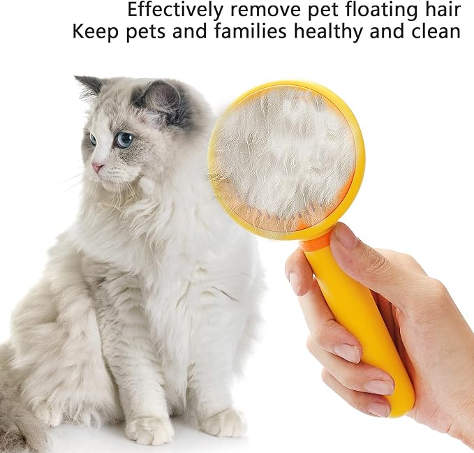 Cat Hair Brush with Release Button for Indoor Cats, Pet Grooming Brush for Long or Short Hair Dogs, Cat Combs for Pet Massage Self-Cleaning Cat Hair Brush