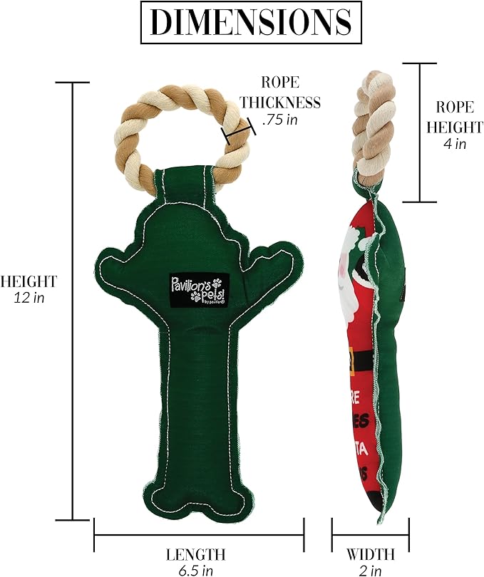 Pavilion - Here Comes Santa Paws - 12" Santa Puppy Dog Toy with Rope Handle K-9 Furry Companion Present