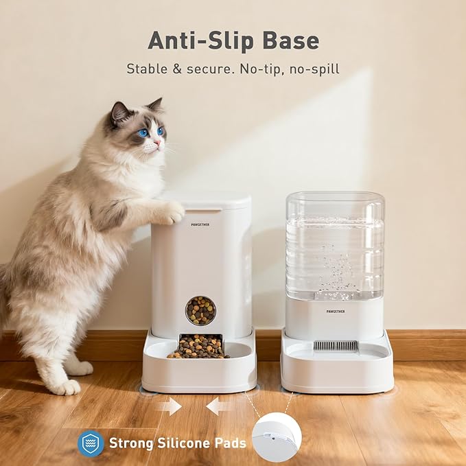 PAWGETHERยฎ 2 Pack Gravity Cat Feeder and Water Dispenser 1 Gallon/3.5L Automatic Cat Feeder and Waterer Dog Water Bowl Dispenser Pet Food Dispenser Puppy Kitten Rabbits