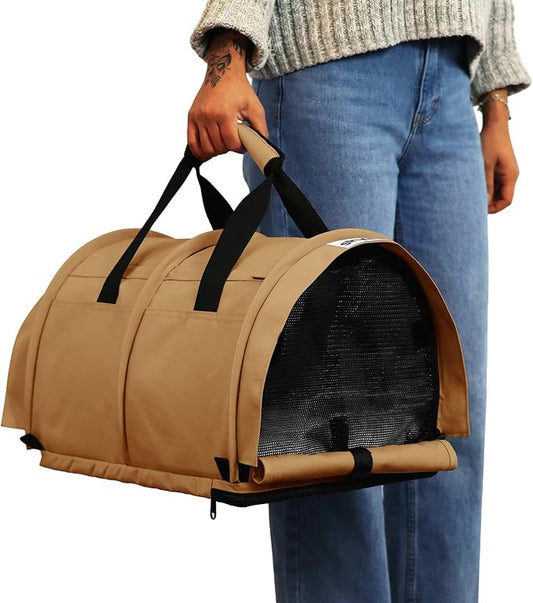 SturdiBag Pro 3.0 Pet Travel Carrier for Cats and Dogs – Soft-Sided with Safety Clips and Seatbelt Straps for Airplane or Car Travel | Large, Earthy Tan