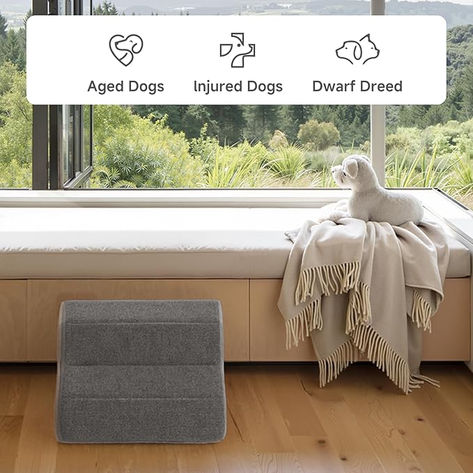 2 Steps Dog Stairs for Sofas & Chairs, 8.3" Tall Pet Steps for Small to Medium Dogs & Cats, Waterproof with Removable Cover & PE Support Board for Sofa, Chair, or Stairs