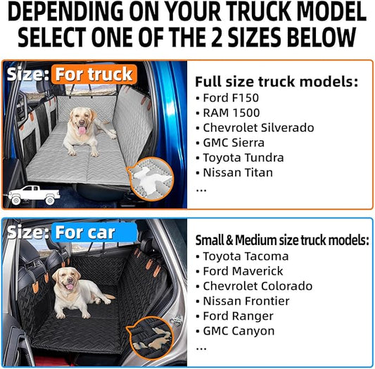 MAXFUT Dog Back Seat Extender for Truck,Dog Seat Cover Back Seat,Dogs Hammock,Hard Bottom Backseat Extender for Pet,Pet Seat Cover for F150/RAM1500/Silverado