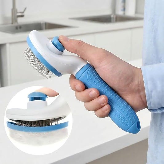 Dog Cat Shedding Brush, Self Cleaning Deshedding Tool for Undercoat, Grooming Rake for Long Short Hair Pets, Skin Friendly Fur Remover